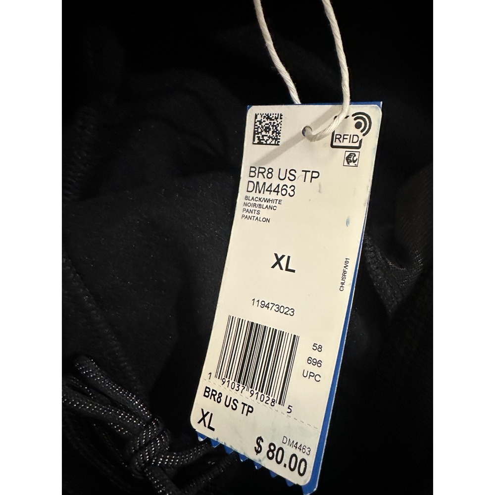 NEW Adidas BR8 US TP DM4463 Men's Size XL Black White Stripe Track Pants - Picture 10 of 16